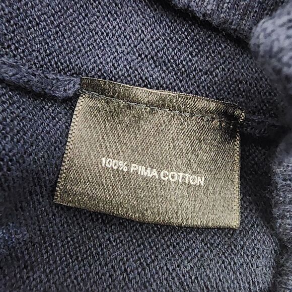 Allen Edmonds Sweater Mens Large Navy 100% Pima Cotton 1/4 Quarter Zip Pullover - Picture 7 of 8